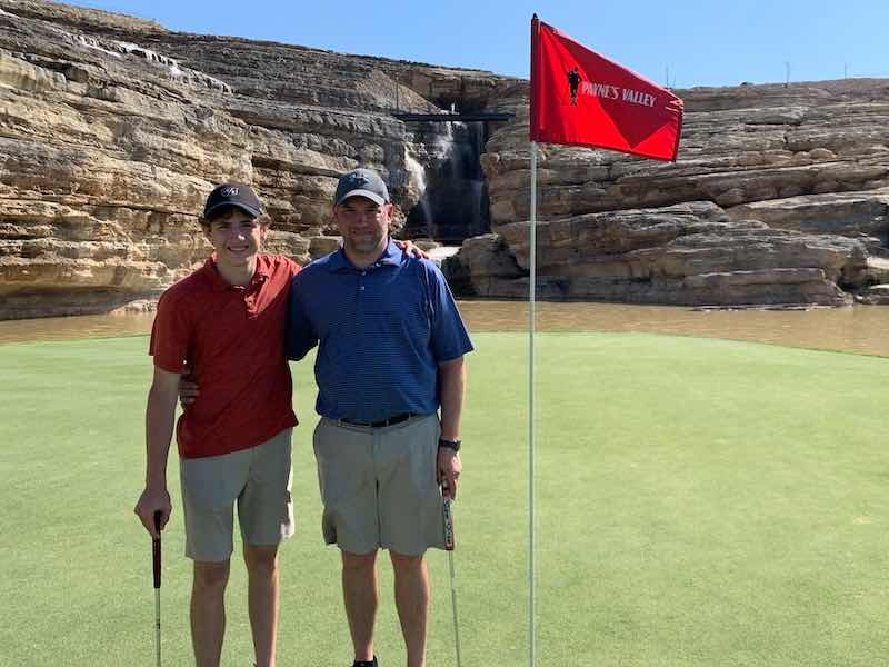 Steve Stone and his son, playing Steve's favorite hobby, golf.