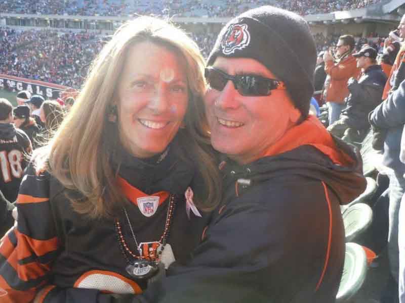 E.J. Taylor and his wife at a Cincinnati Bengals game.