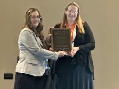 Rebecca Robbins of Bonnell Aluminum received the Donald Johnson Award of Excellence for Best Presentation for 2023.