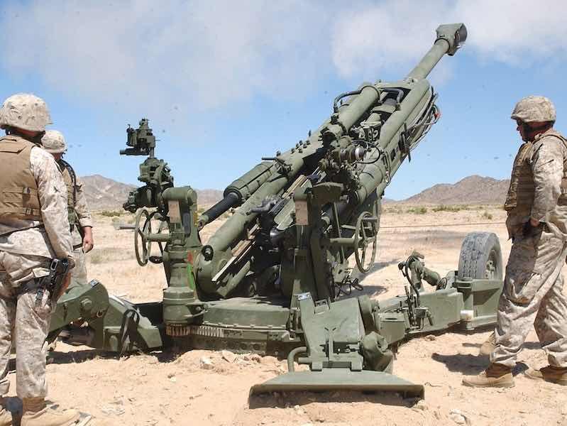 military gun being fired