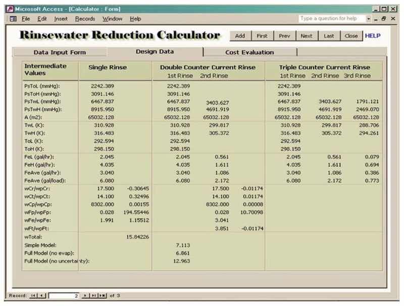 Figure 9. Design Tab displaying Intermediate Calculations