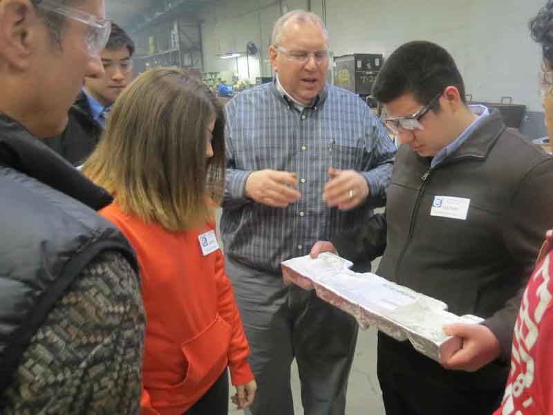 Tom Mrock shows castings to visitors to CWM, which was founded in 1937 in Chicago by Walter G. Treiber Sr. and relocated to Bensenville in 1977.