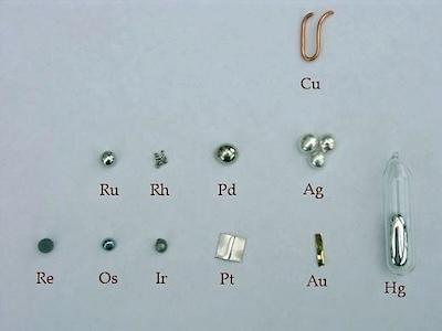 The noble metals are the platinum group metals, plus silver and gold. Some scientists include copper, rhenium, and mercury.