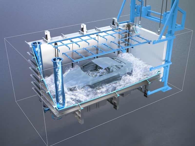 Cleaning fluid flows into the flooding chamber from a buffer tank