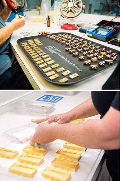 EMI serves various industries, including military defense, medical, automotive, RF microwave, laser, cellular, consumer electronics, optics, HVAC/refrigeration, computer, aerospace, and telecommunications.