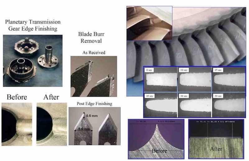 Figure 13 - Electrodeburring applications using forward pulse; Figure 14 - P/PR electrolysis applied to aerospace compo- electrolysis. 