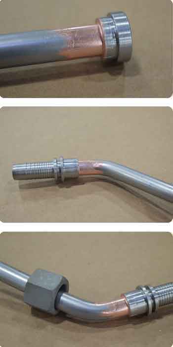 Although a brazed three-piece fitting such as this one can add complexity to plating, it is still a good candidate for a successful outcome. Thorough application of the corrosion inhibitor requires moving the nut during the plating process. Itâs important that the fabricator mention any moveable components so the plater can plan accordingly.