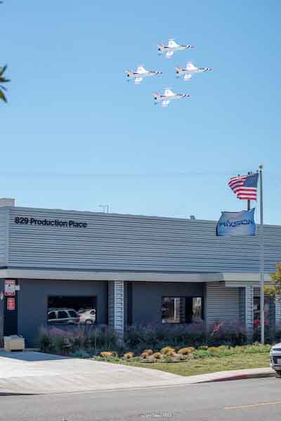 Thunderbirds pass over the HMF shop in Newport Beach, CA