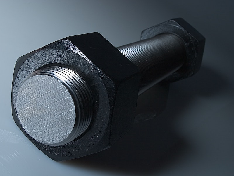 a bolt coated in black