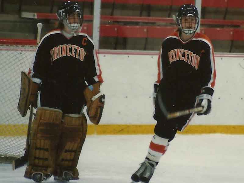 Molly, at right, played hockey on the Princeton University team.