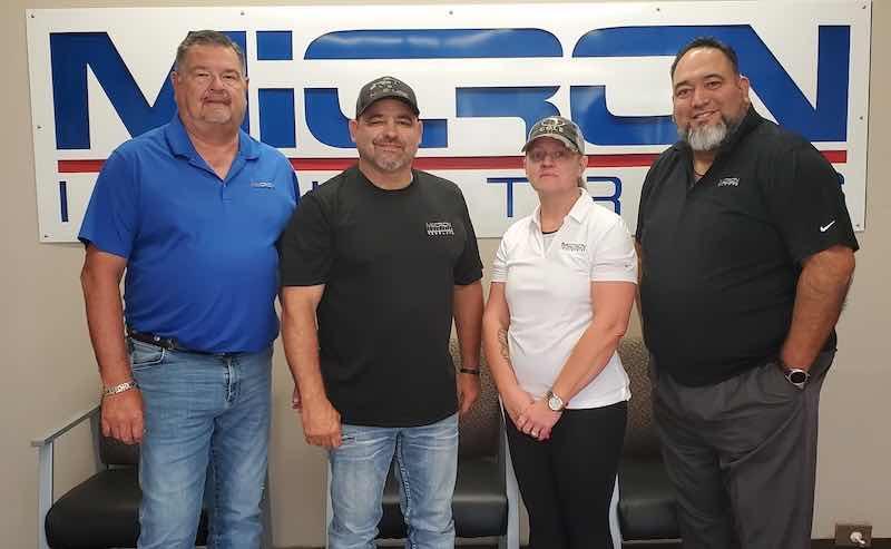 From left, President Dean McCowen, Operations Manager Mike Ray, Quality Manager Amanda Sampson, and CEO Guy Saenz.