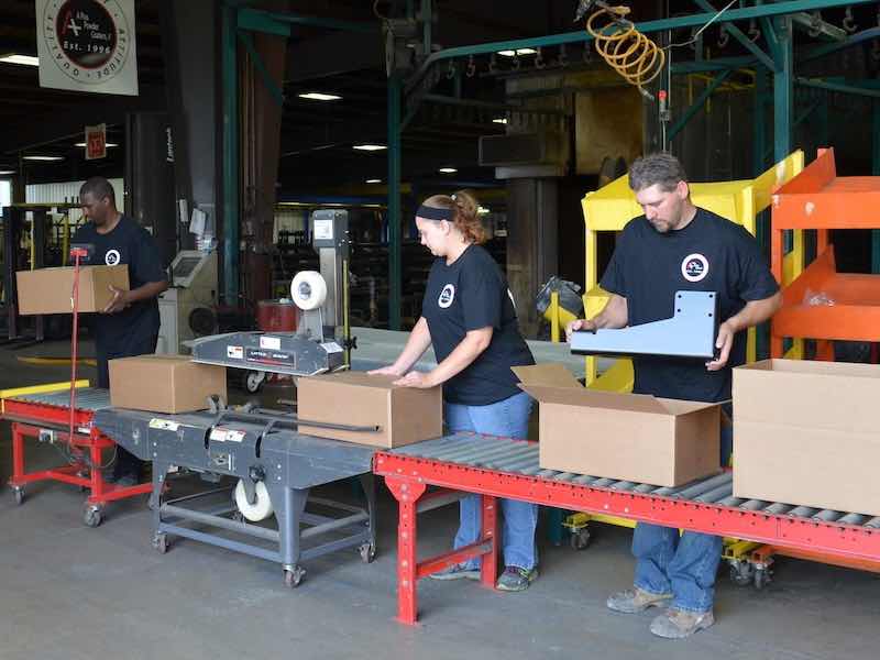 A Plus Powder Coaters used to turn over several people every year or two, but now Bertelsen says they have 20 people who have been with the company for over 10 years.