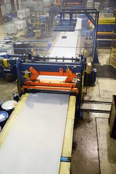 High angle view of Chemcoaters metal processing machinery.