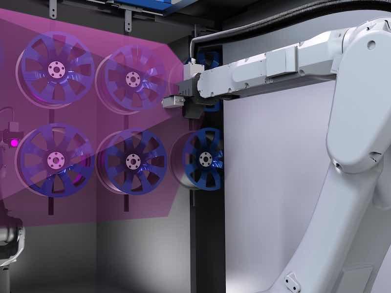 Robotic laser powder coat curing.