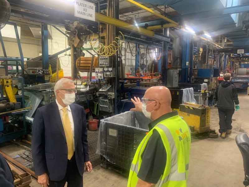 Economic Development, Job Creation and Trade Minister Vic Fedeli tours ZF Automotive Canada's Midland factory.