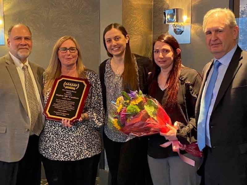 Paul Brancato, MAMF and NASF Past President, Dianne Candiloro, Samantha Candiloro, and Carmela Brueggemann, and Robert Chabot, MAMF Vice President.
