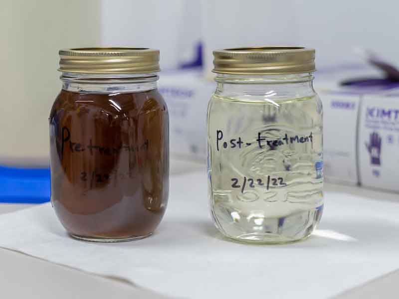 Wastewater Leachate Pre- and Post- Treatment with Battelle PFAS Annihilator. Photo Credit: Battelle