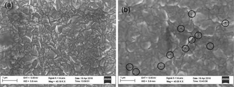 SEM images of nickel electrodeposited from a Watts Bath.