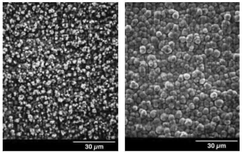 Fig. 5—(a) Chromium plate deposited from (a) spent Set 2 solution; (b) regenerated solution. 1000X.