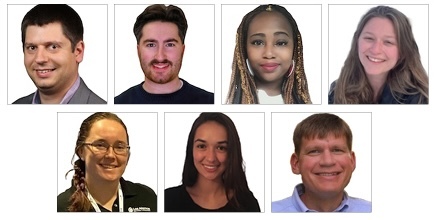 From top left, Michael McBride, Nathan Brown, Iris Denmark, Amanda Rutledge, Courtney Clark, Jordyn N. Janusz, and Daniel E. Hooks.