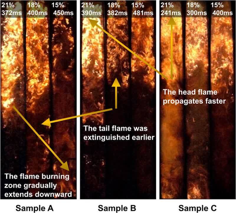 Figure 5. Comparison of the flame propagation morphology in the end frame.