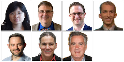 Authors, top row from left to right: Dr. Jing Xu, Dr. Timothy Hall, Cory Crowley, and Stephen Snyder; Second row, Dr. Brian Skinn, Dr. Maria Inman, and Dr. E. Jennings Taylor