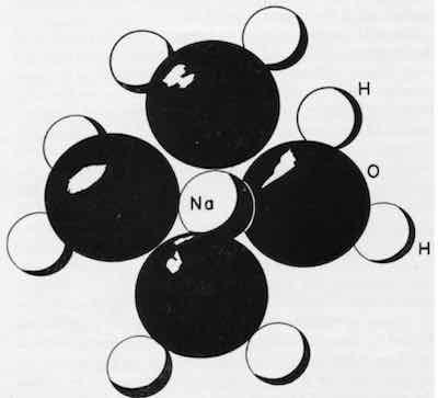 Figure 1 - Sodium ion with hydration sheath containing four water molecules.